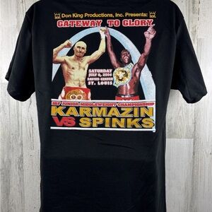 Delta Pro Weight Black Tee with Red & Blue Logo